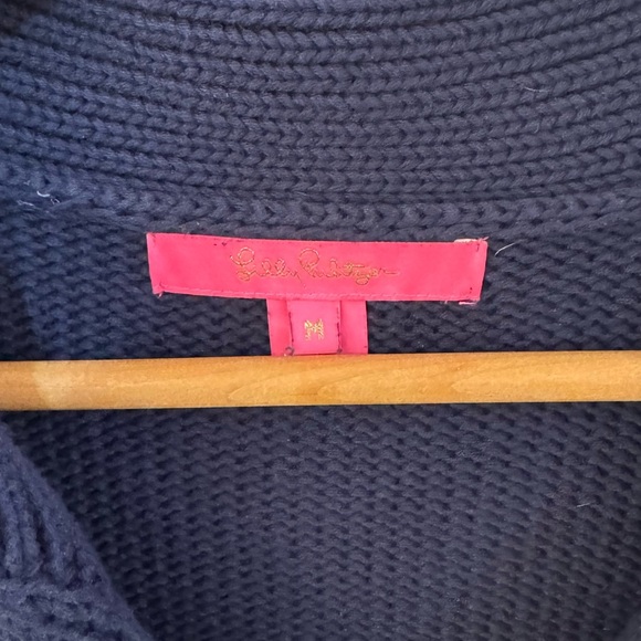 Lilly Pulitzer Bainbridge blue collared gold accent buttons sweater Medium - Picture 3 of 4